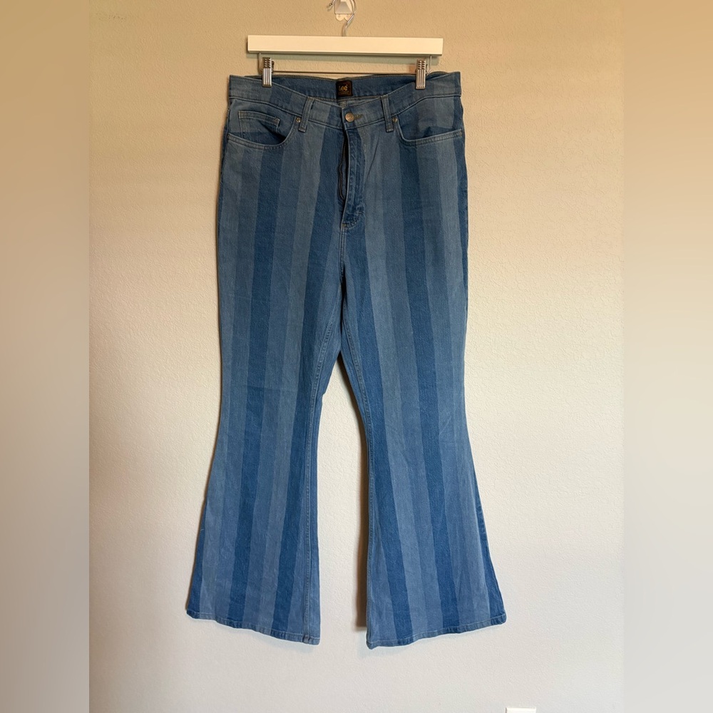 Lee Blue Striped Flare Jeans